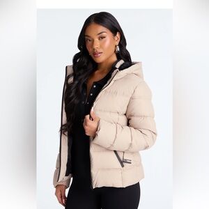 Women's Taupe Puffer Jacket